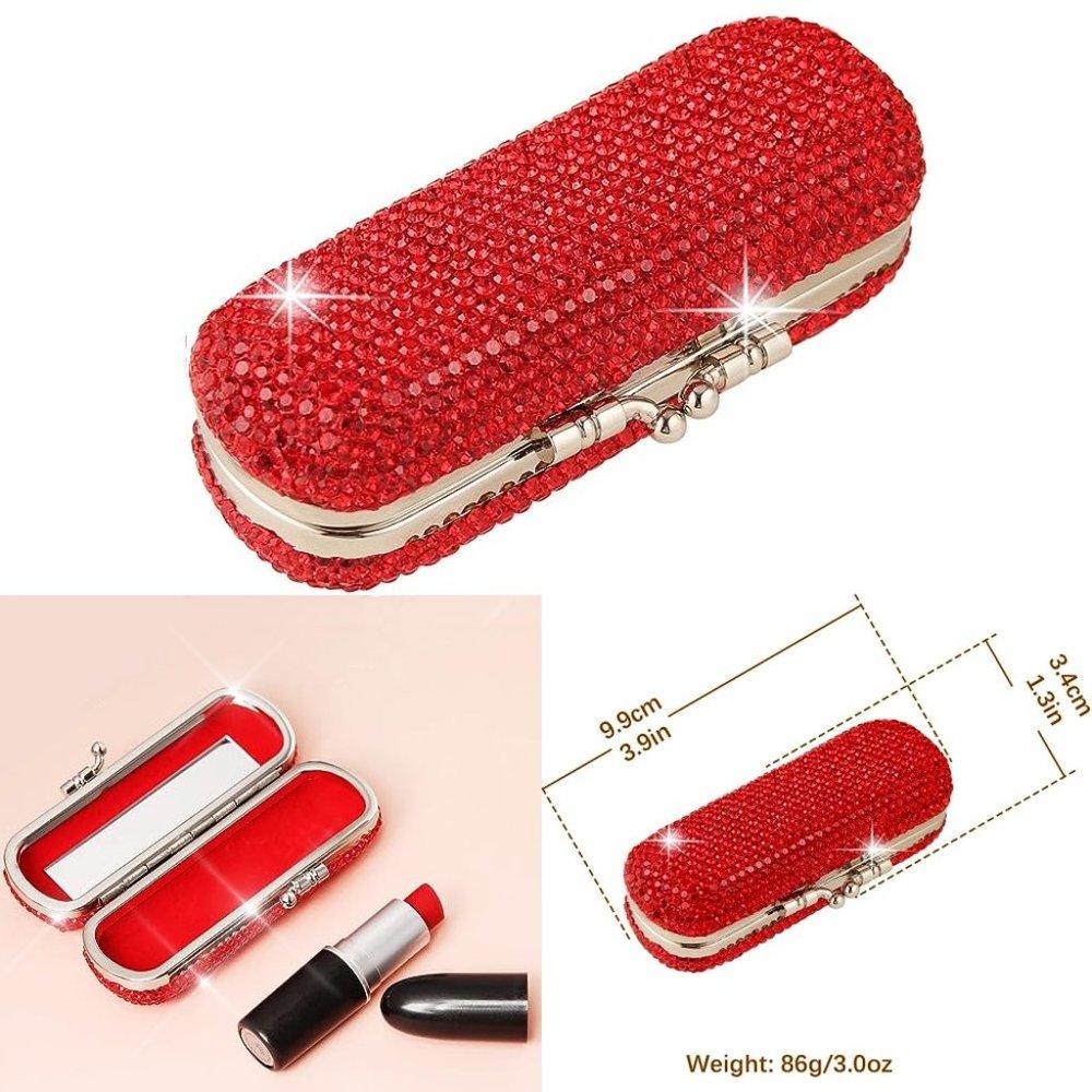 NEW Sparkling Crystal Rhinestone Bling Red Stocking Stuffers Makeup Brus… - Picture 7 of 9